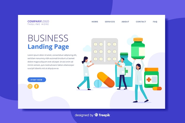 Flat pharmacy landing page template