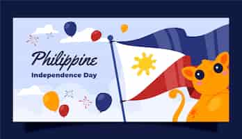 Free vector flat philippine independence day horizontal banner template