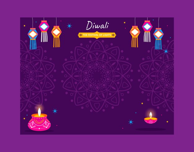 Flat photocall template for diwali festival celebration