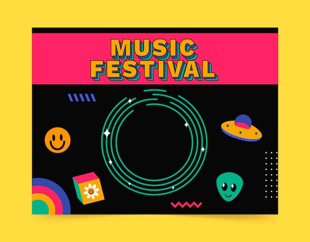 Free Vector flat photocall template for music festival