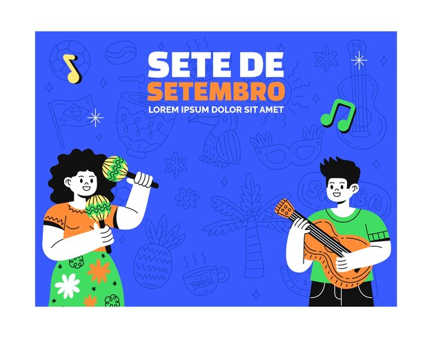 Flat photocall template for sete de setembro celebration