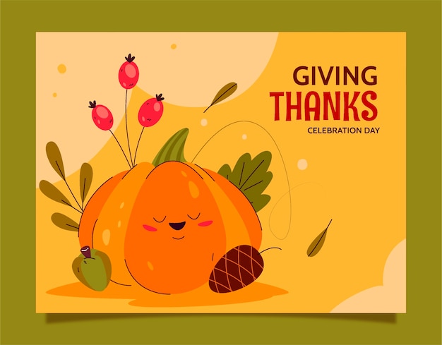 Flat photocall template for thanksgiving with pumpkin