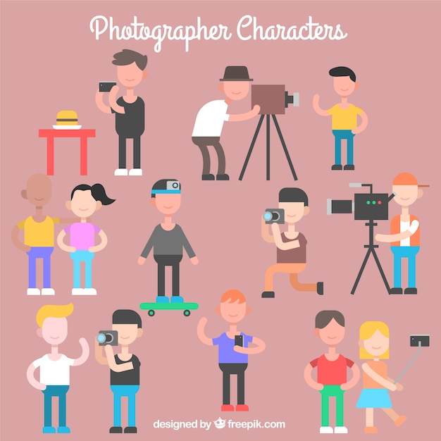 Free Vector flat photographer characters