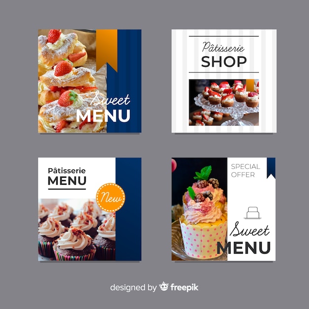 Flat photographic food banner pack