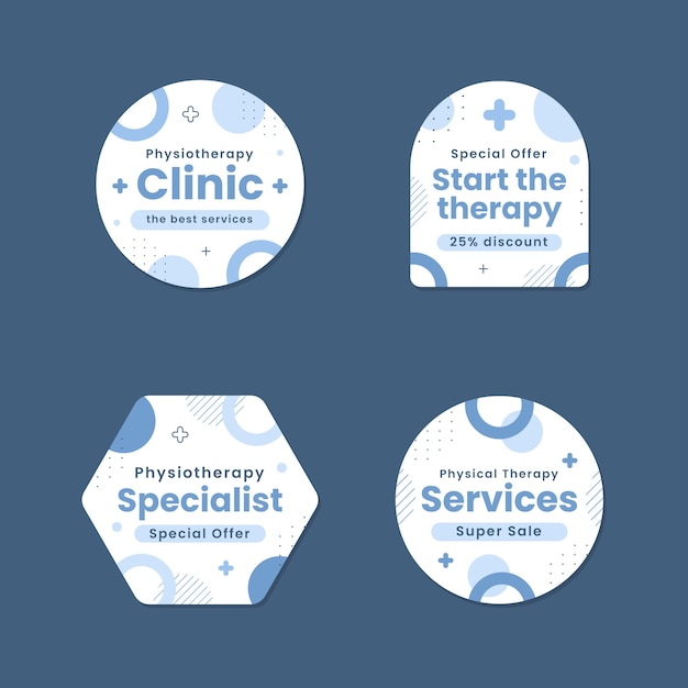 Flat physiotherapist badges collection