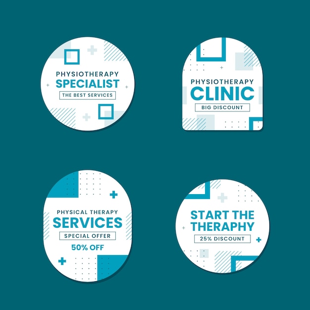 Free Vector flat physiotherapist labels collection