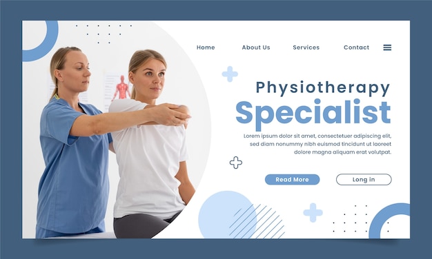 Flat physiotherapist landing page template