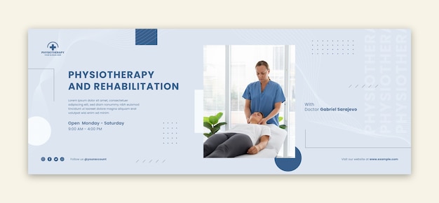 Flat physiotherapist social media cover template