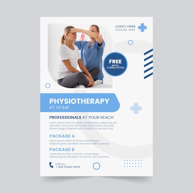 Flat physiotherapist vertical poster template