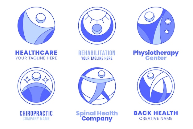 Flat physiotherapy logo pack