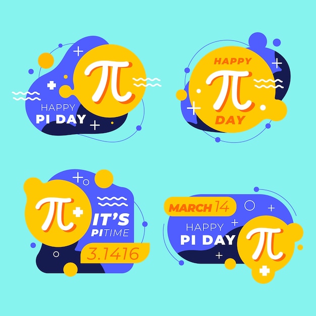 Free vector flat pi day badges collection