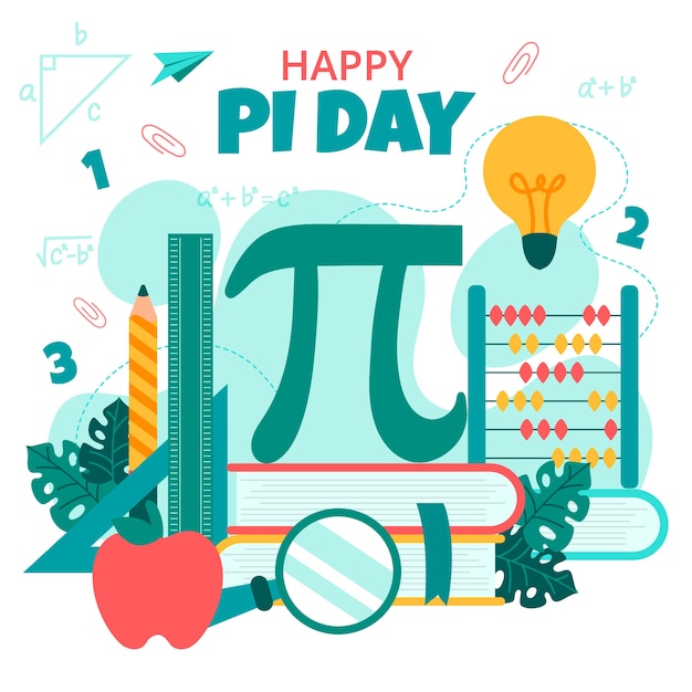 Flat pi day illustration