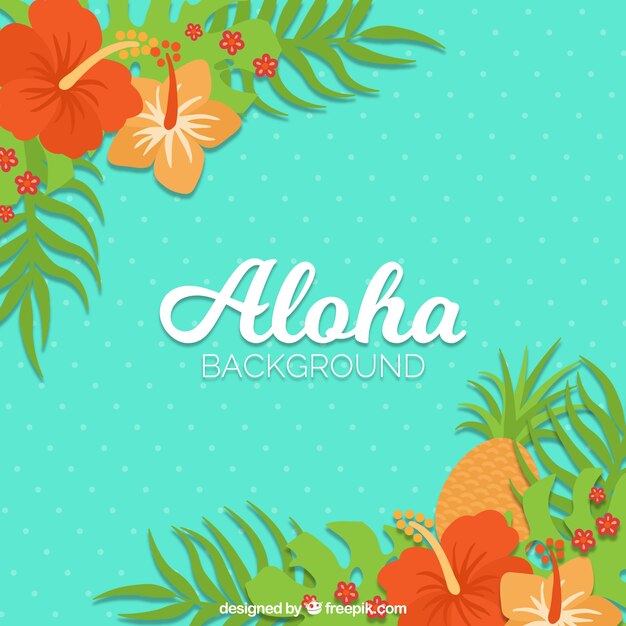 Flat pinapple aloha background