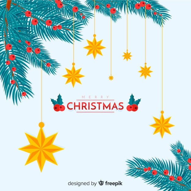 Free Vector flat pine leaves christmas background