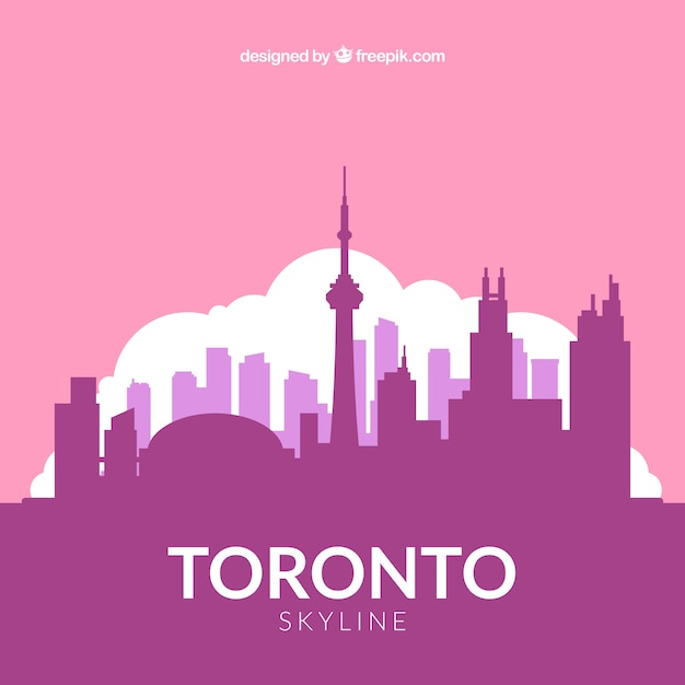 Free vector flat pink skyline of toronto