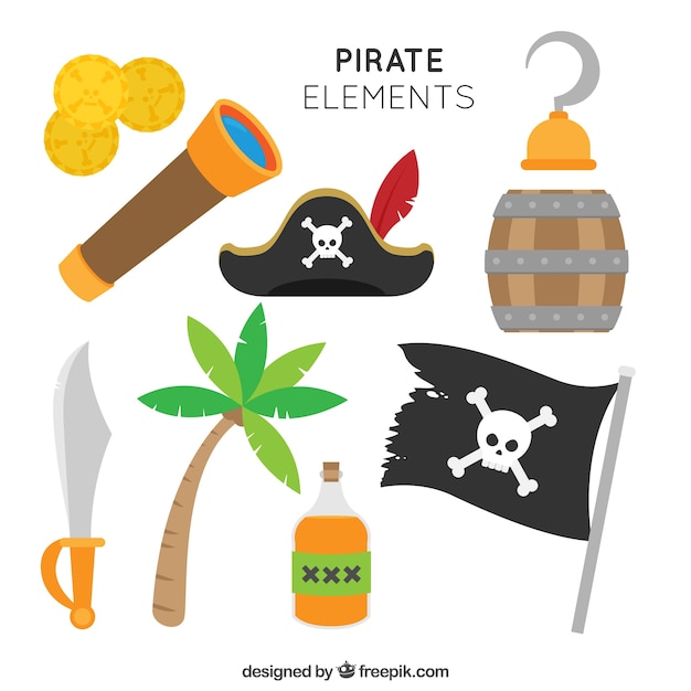 Free Vector flat pirate element selection