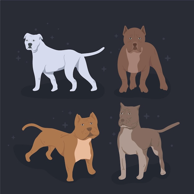 Free Vector flat pitbull puppies collection