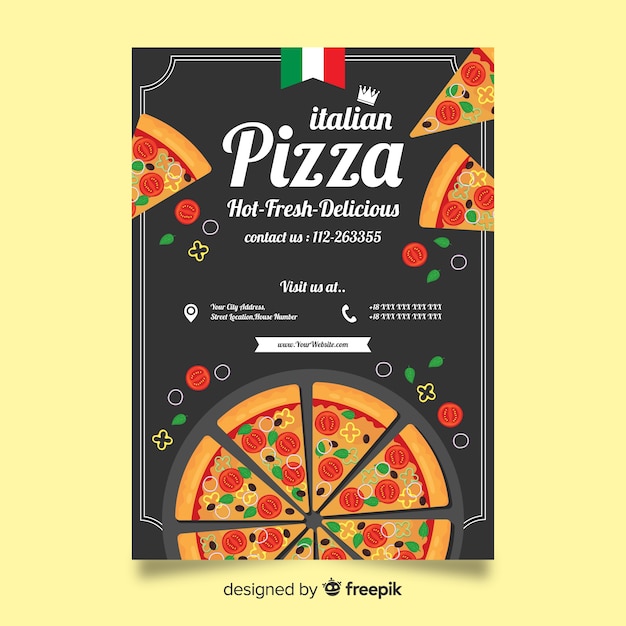 Flat pizza restaurant flyer