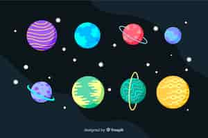 Free vector flat planet collection and stars