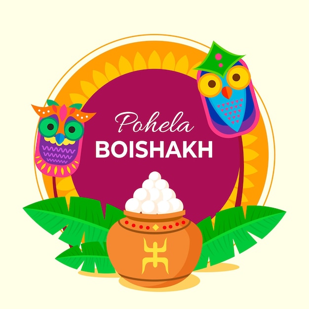 Flat pohela boishakh illustration