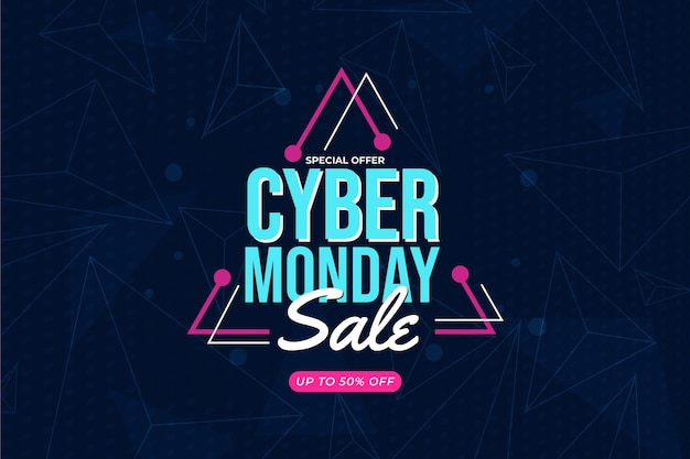 Flat polygonal cyber monday background