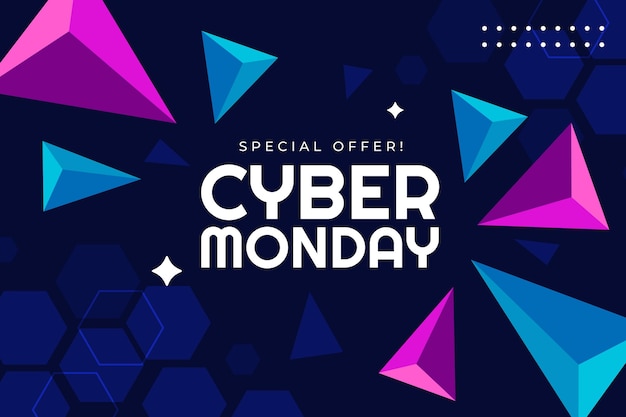 Flat polygonal cyber monday background