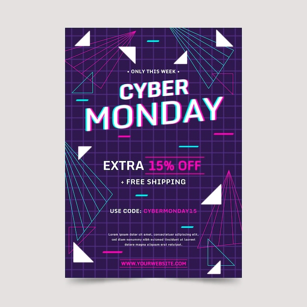 Free vector flat polygonal cyber monday vertical poster template