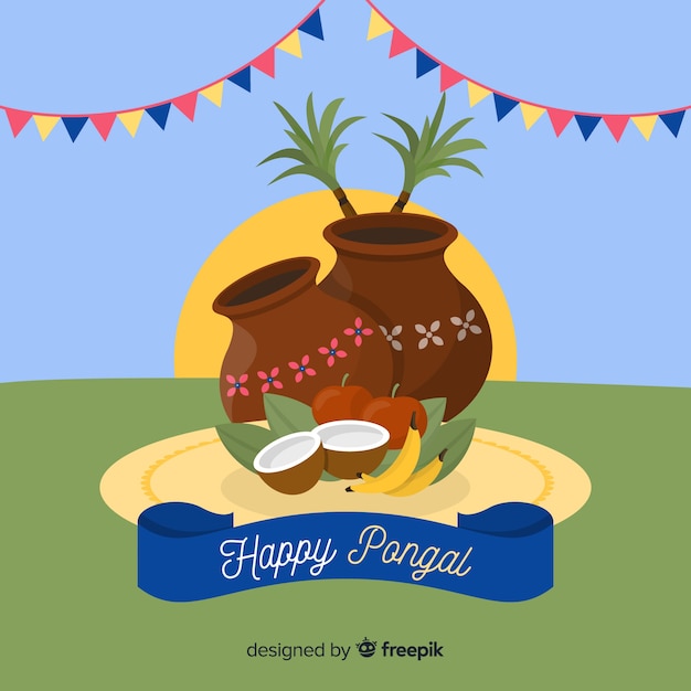 Free Vector flat pongal background