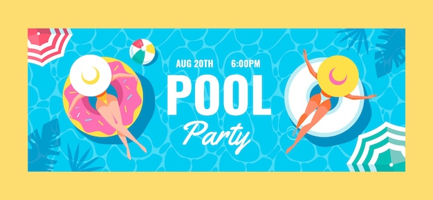 Free vector flat pool party social media cover template