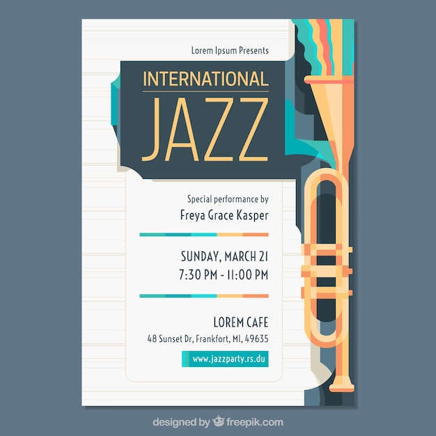 Flat poster for international jazz day