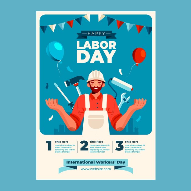 Flat poster template for labor day celebration