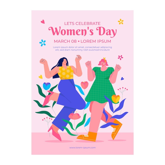 Free Vector flat poster template for women's day celebration