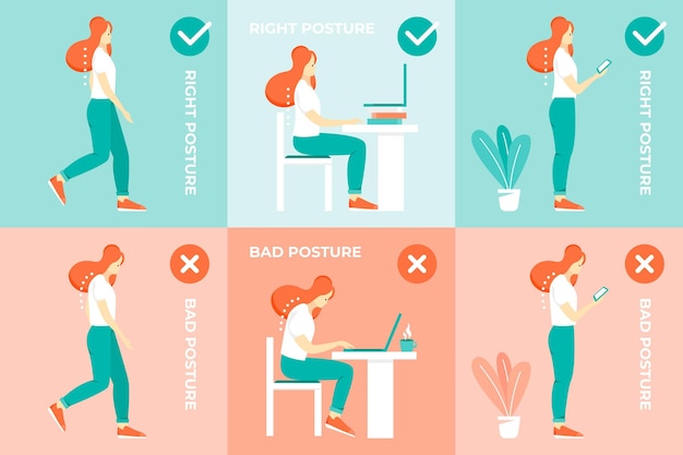 Free Vector flat posture correction infographics