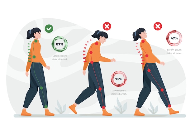 Free Vector flat posture correction infographics