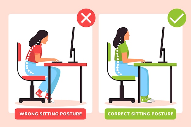 Free vector flat posture correction infographics