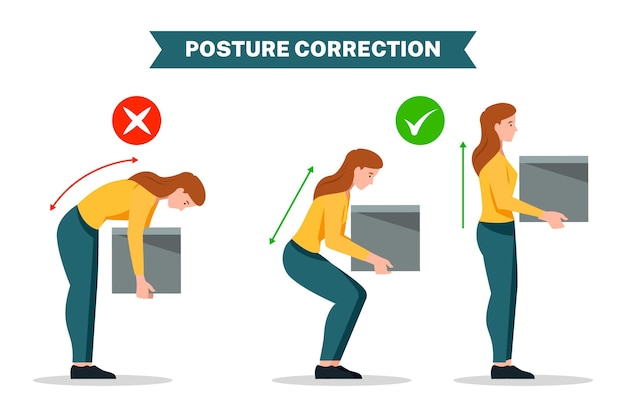 Free Vector flat posture correction infographics