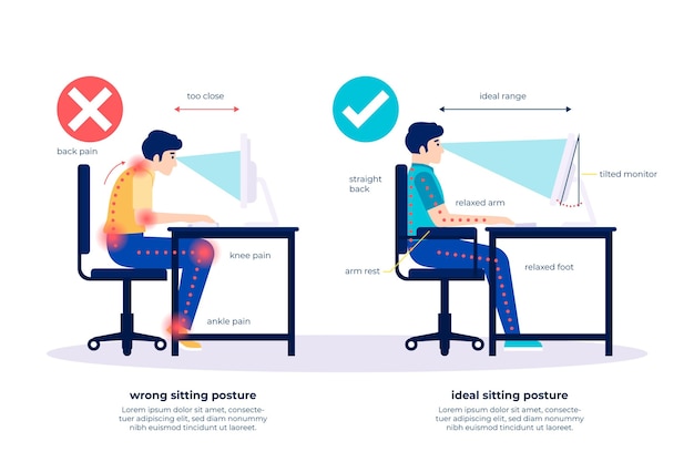 Free Vector flat posture correction infographics