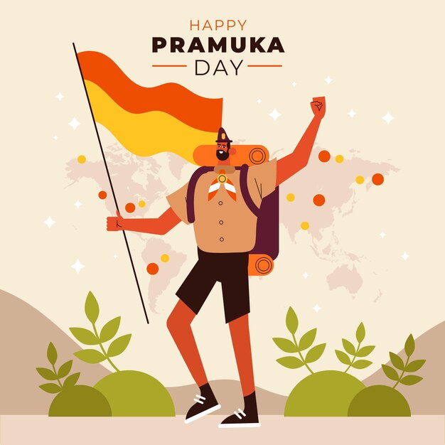 Flat pramuka day illustration