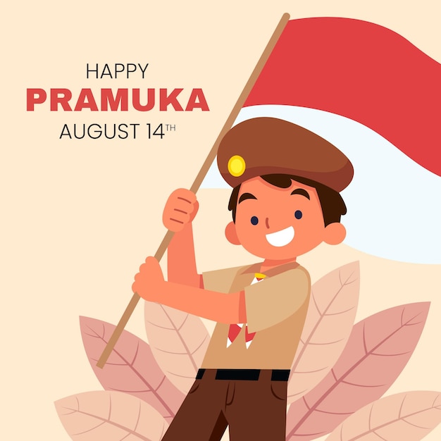 Flat pramuka day illustration