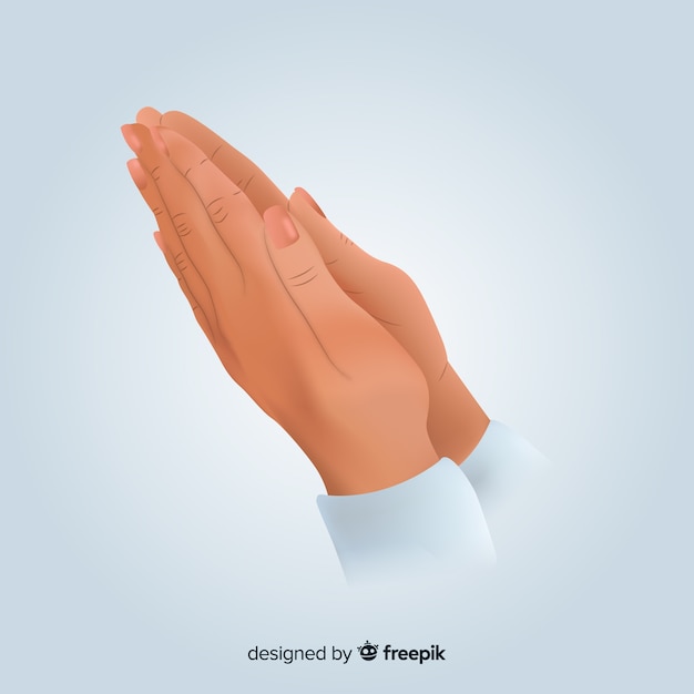 Flat praying hands background