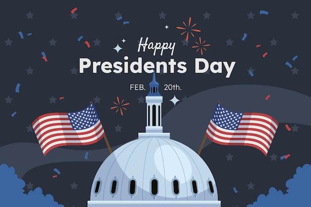 Free Vector flat presidents day background with capitol