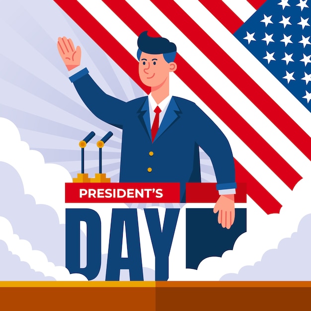 Flat presidents day background