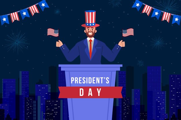 Flat presidents day background