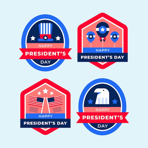 Flat presidents day badges collection