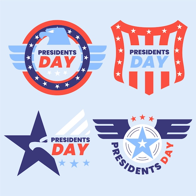 Flat presidents day badges collection