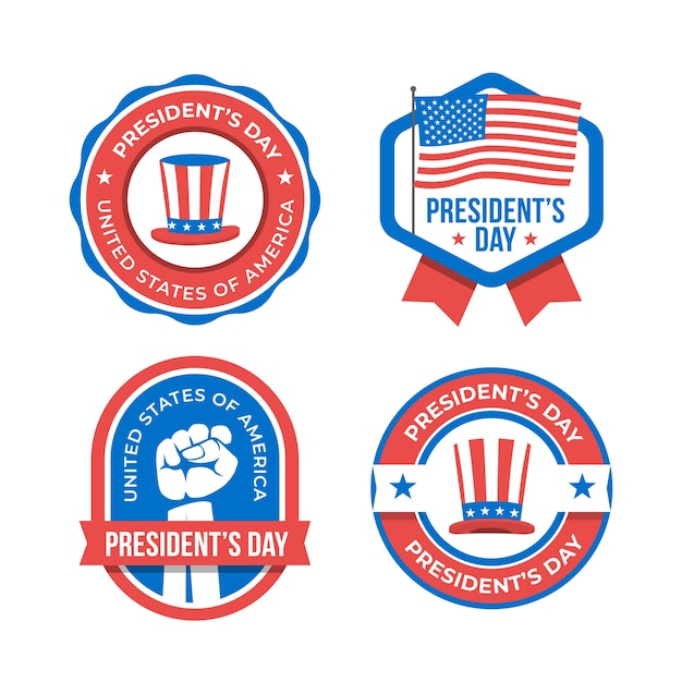 Flat presidents day badges collection