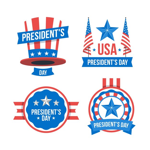 Flat presidents day badges collection