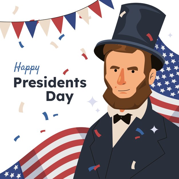 Flat presidents day illustration with president