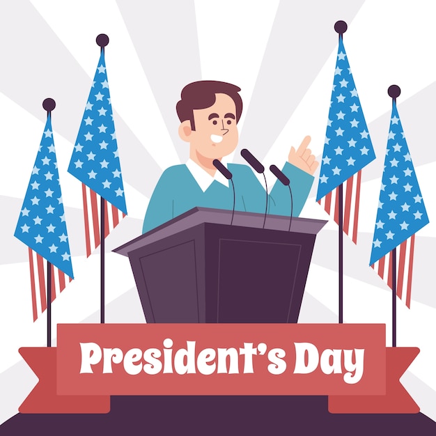 Flat presidents day illustration