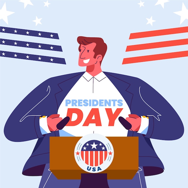 Flat presidents day illustration